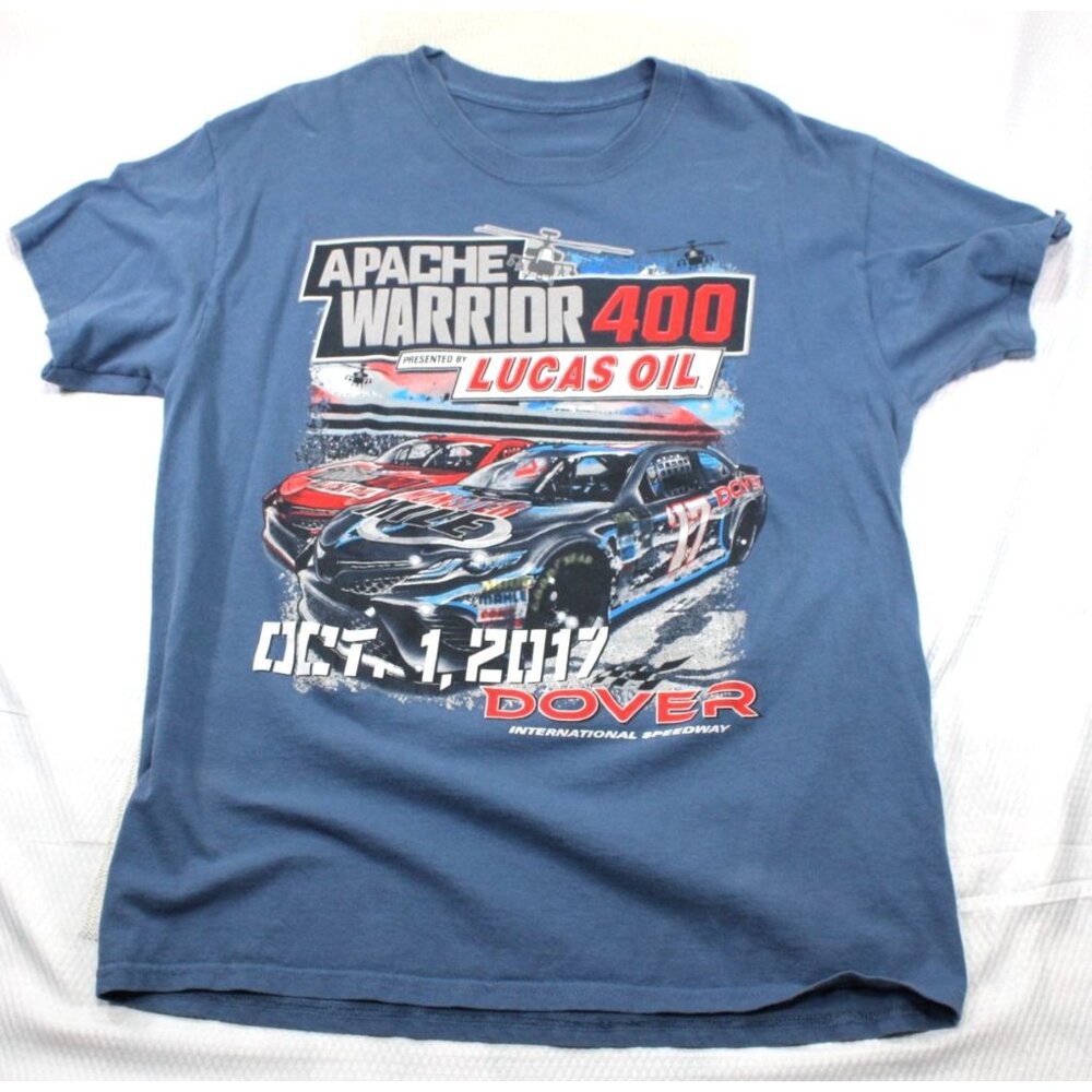 Apache Warrior 400 Lucas Oil NASCAR T-Shirt Oct 1 2017 Dover‎ Race Blue L